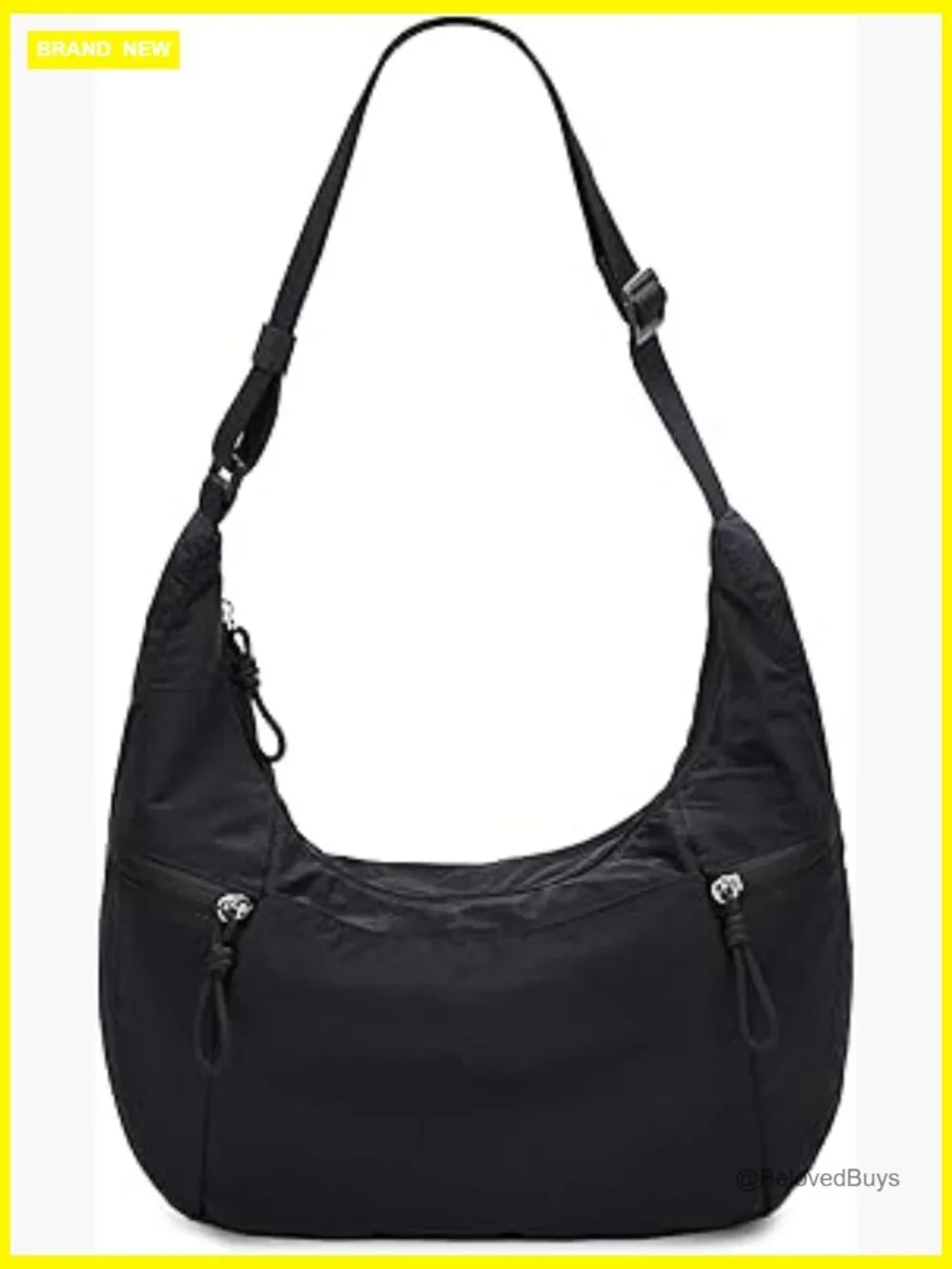Lightweight Nylon Crescent Crossbody Hobo Bag, Large Slouchy Travel Tote